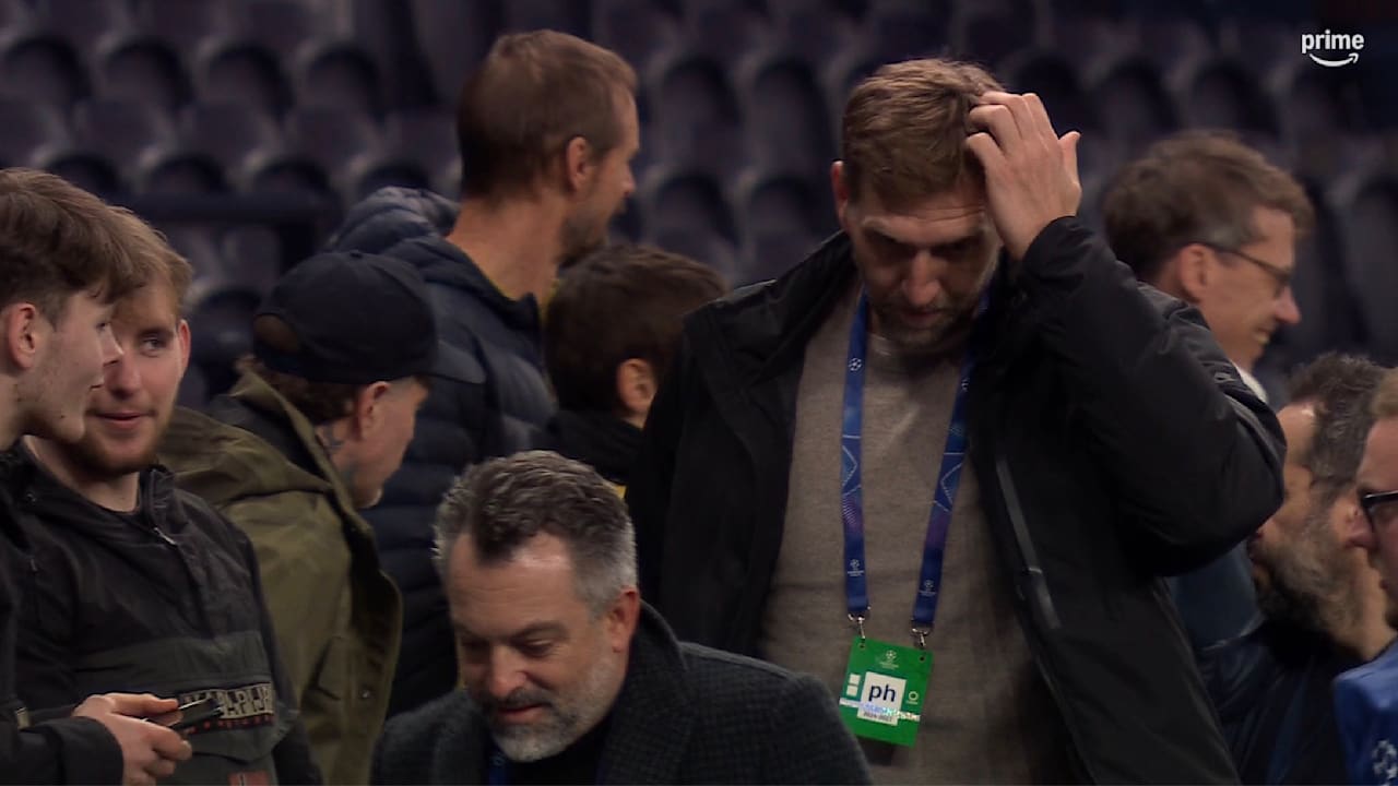 Besonderer Besuch beim Champions-League-Spiel des BVB bei Tottenham.Unsere Basketball-Legende Dirk Nowitzki ist
